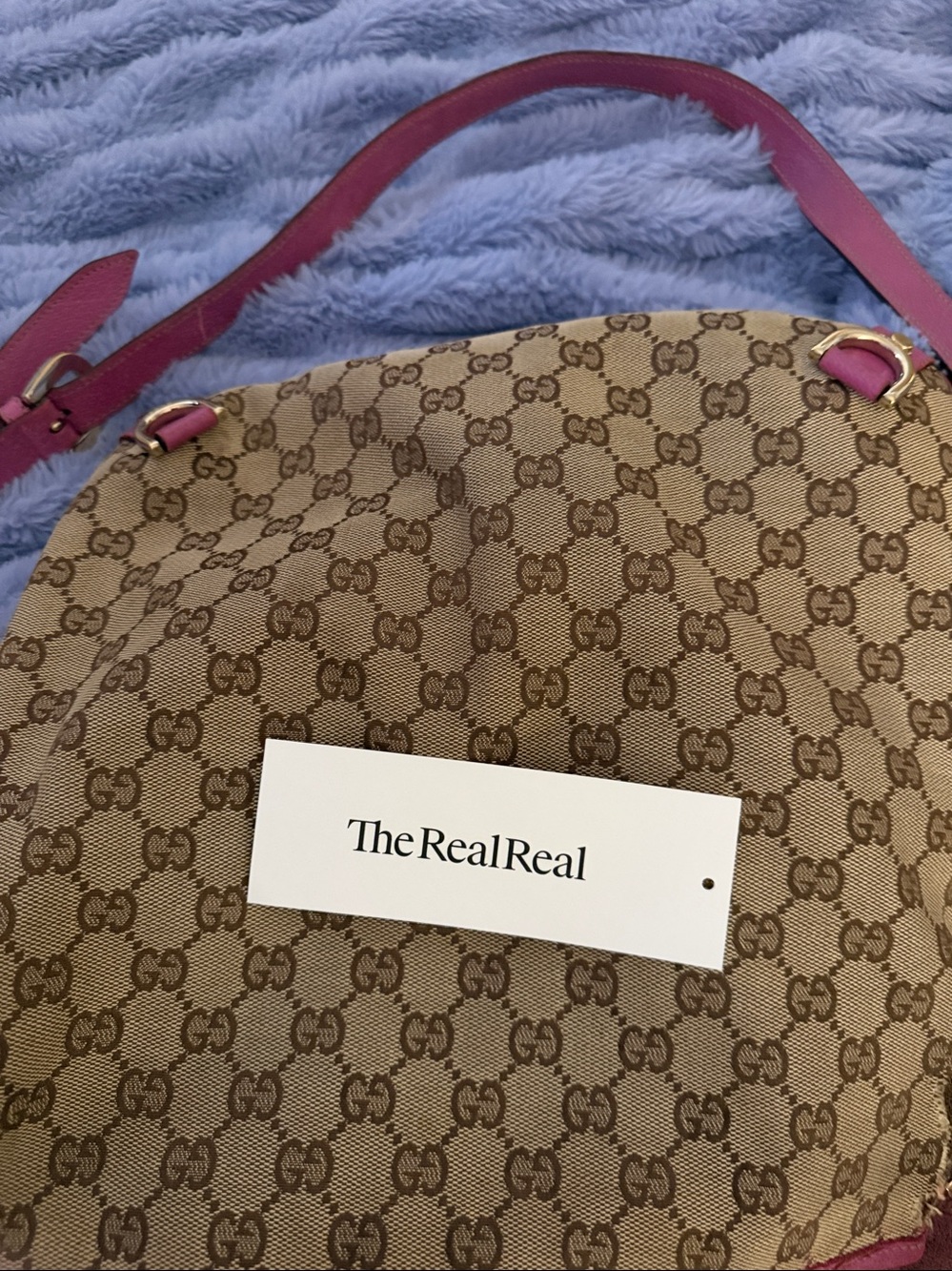 Gucci Brown GG Canvas Crossbody with Pink Trim and Gold Hardware - Picture 5 of 5